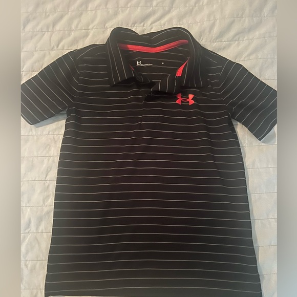 Under Armour Other - Under Armour Black Polo with White Stripes and Red Logo